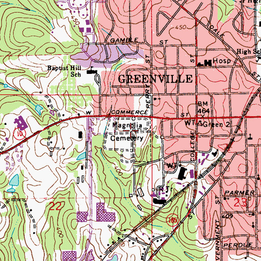 Topographic Map of Magnolia Cemetery, AL