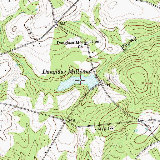 Topographic Map of Douglass Millpond, SC
