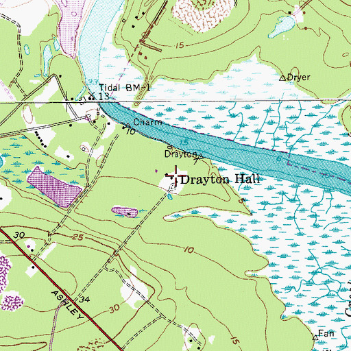 Topographic Map of Drayton Hall, SC