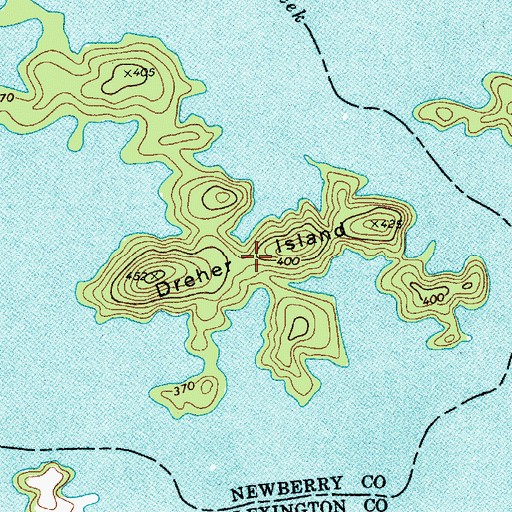 Topographic Map of Dreher Island, SC