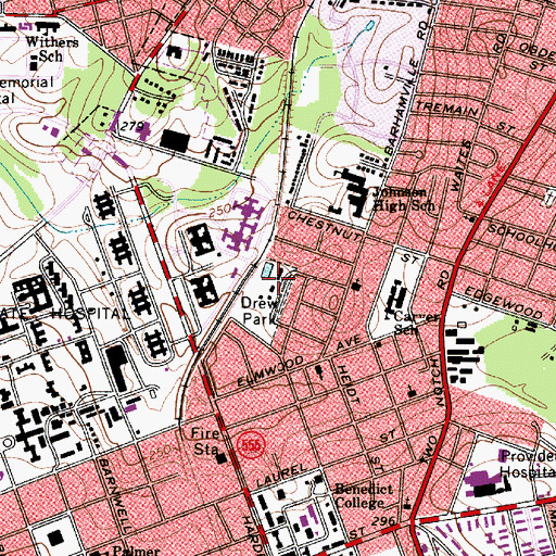 Topographic Map of Drew Park, SC