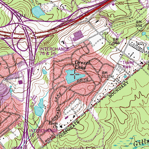 Topographic Map of Drexel Lake, SC