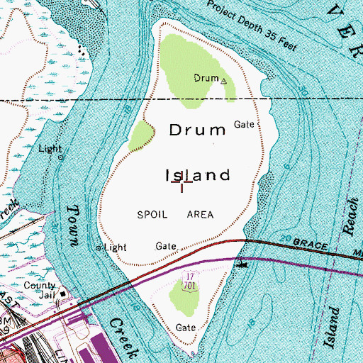 Topographic Map of Drum Island, SC