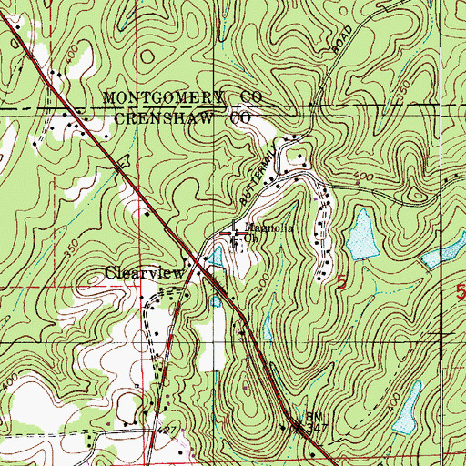 Topographic Map of Magnolia Church, AL