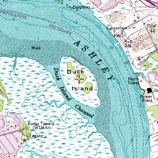 Topographic Map of Duck Island, SC