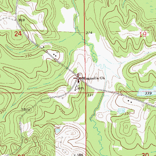 Topographic Map of Magnolia Church, AL