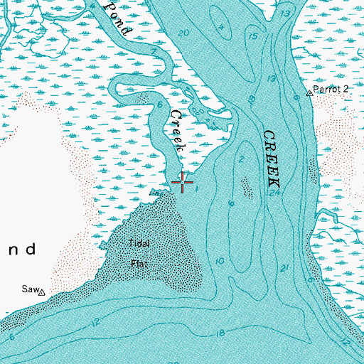 Topographic Map of Duck Pond Creek, SC