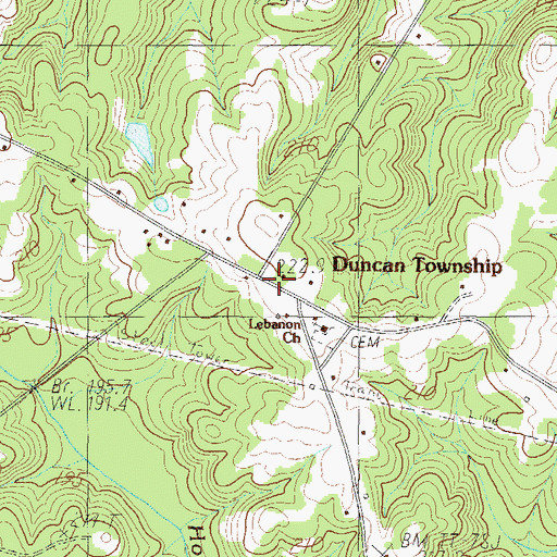 Topographic Map of Duncan Township, SC