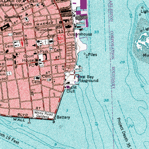 Topographic Map of East Bay Playground, SC