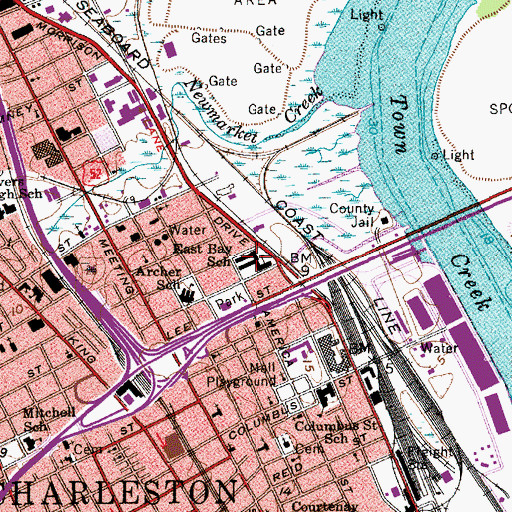 Topographic Map of East Bay School, SC