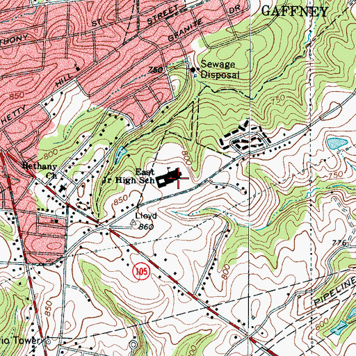 Topographic Map of East Junior High School, SC