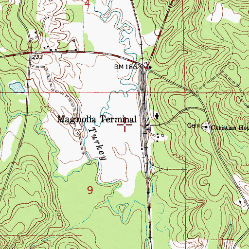 Topographic Map of Magnolia Terminal, AL