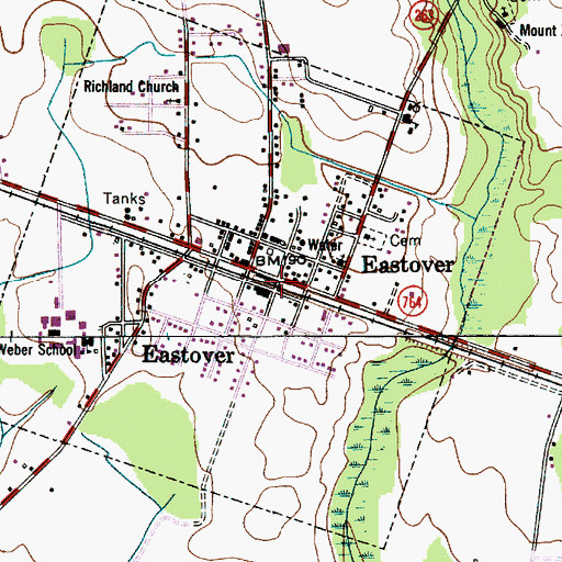 Topographic Map of Eastover, SC