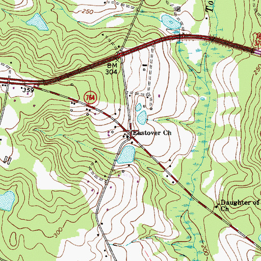 Topographic Map of Eastover Church, SC