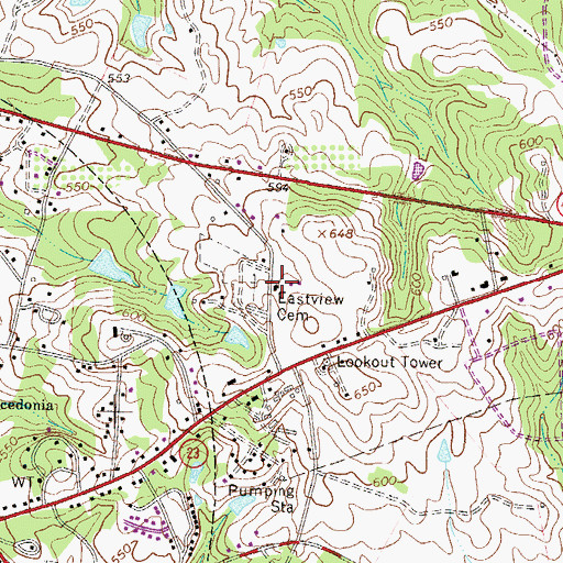Topographic Map of Eastview Cemetery, SC