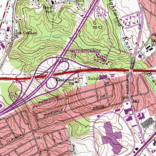 Topographic Map of Eastwood Church, SC
