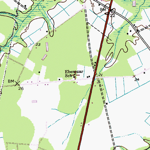 Topographic Map of Ebenezar School, SC