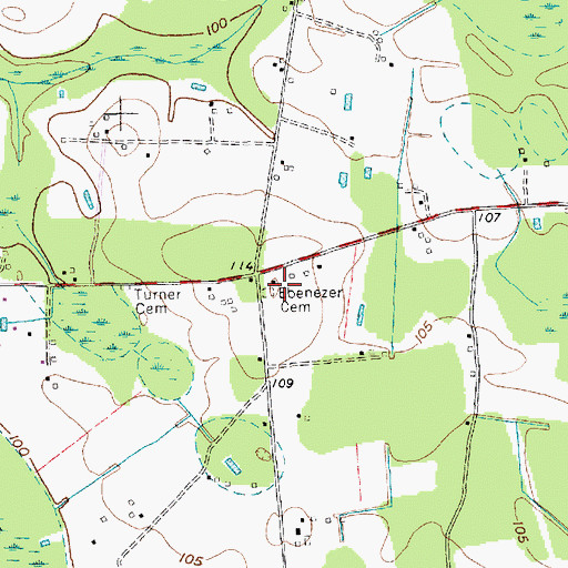 Topographic Map of Ebenezer Cemetery, SC