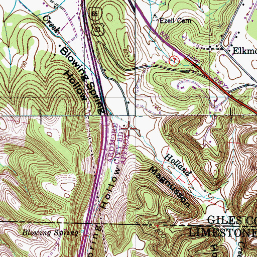 Topographic Map of Magnusson Hollow, TN
