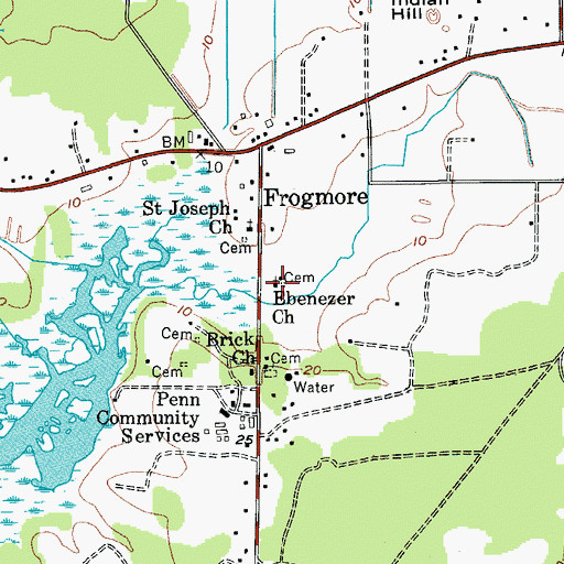 Topographic Map of Ebenezer Church, SC
