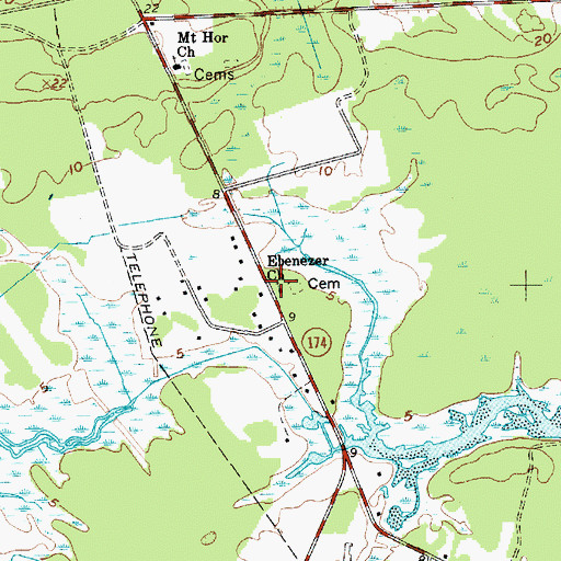 Topographic Map of Ebenezer Church, SC