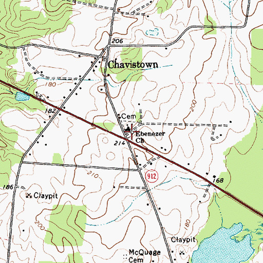 Topographic Map of Ebenezer Church, SC
