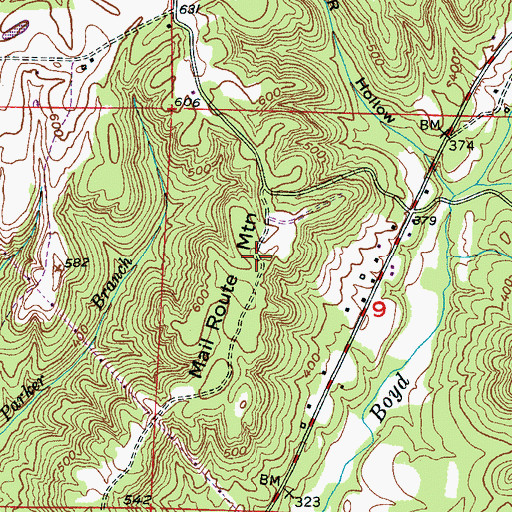 Topographic Map of Mail Route Mountain, AL