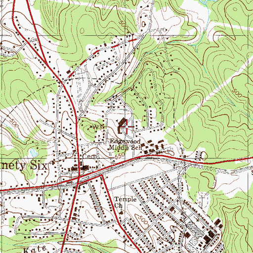 Topographic Map of Edgewood Middle School, SC