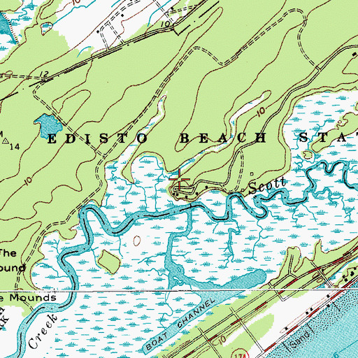 Topographic Map of Edisto Beach State Park, SC