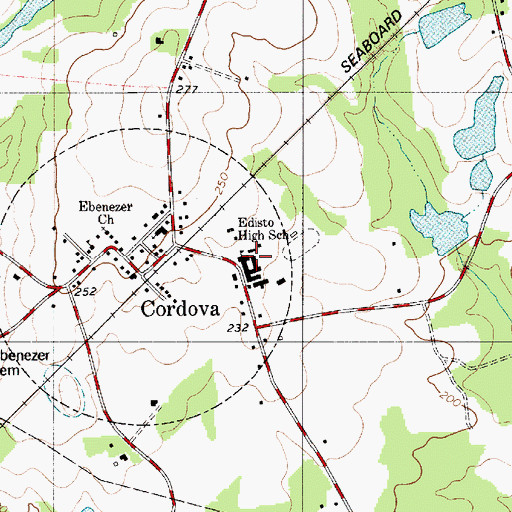 Topographic Map of Edisto High School, SC