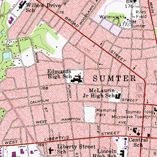 Topographic Map of Edmunds High School, SC