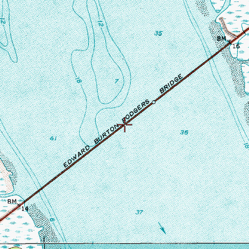 Topographic Map of Edward Burton Rodgers Bridge, SC