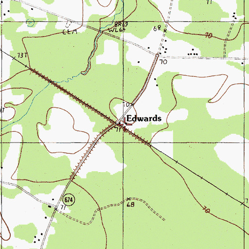 Topographic Map of Edwards, SC