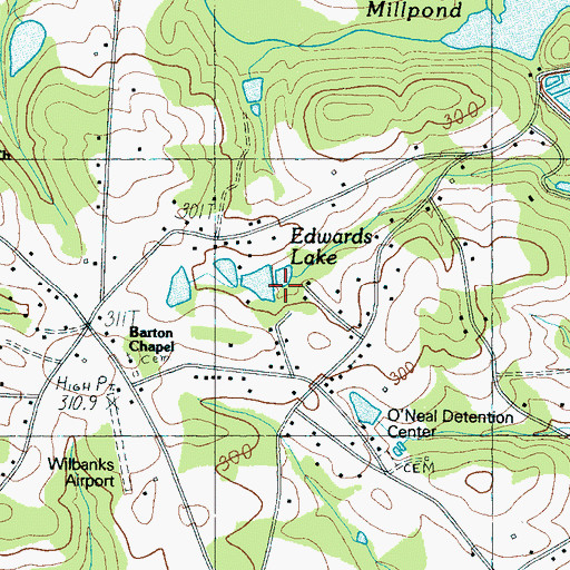 Topographic Map of Edwards Lake, SC