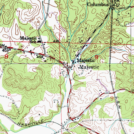Topographic Map of Majestic, AL