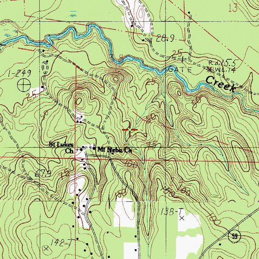 Topographic Map of Majors Creek School, AL