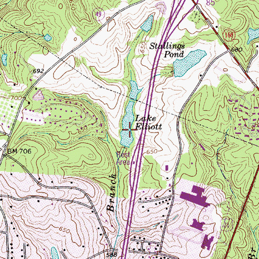 Topographic Map of Lake Elliott, SC