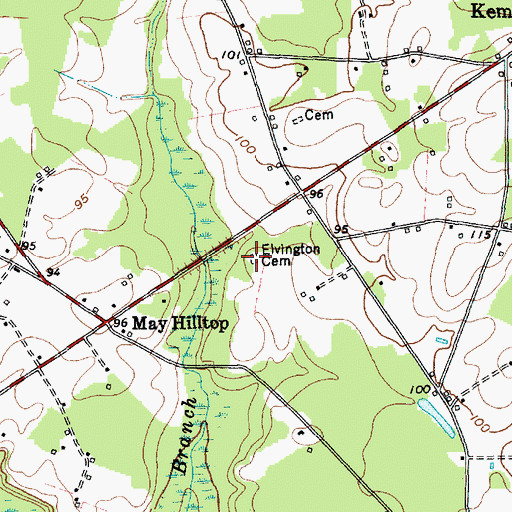 Topographic Map of Elvington Cemetery, SC