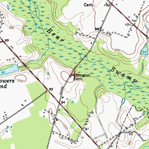 Topographic Map of Elvington Cemetery, SC