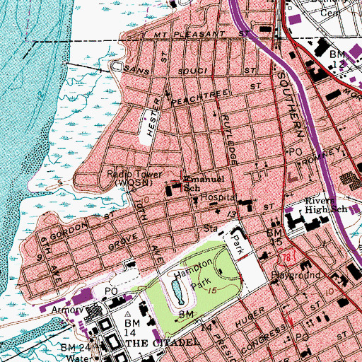 Topographic Map of Emanuel School, SC