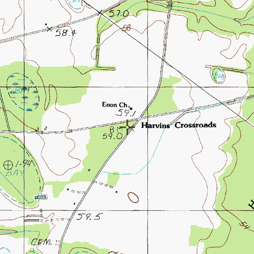 Topographic Map of Enon Church, SC