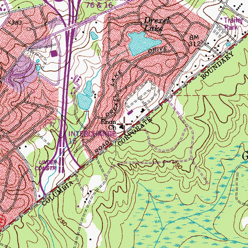 Topographic Map of Enon Church, SC