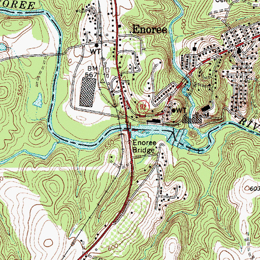 Topographic Map of Enoree Bridge, SC
