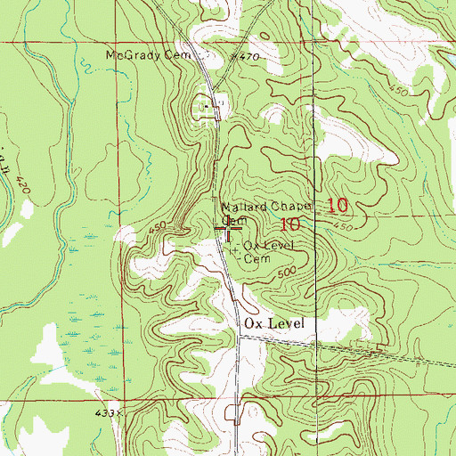 Topographic Map of Mallard Chapel Cemetery, AL