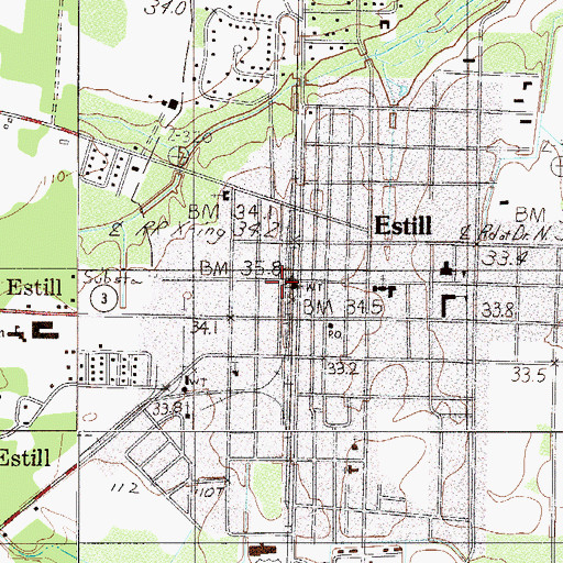 Topographic Map of Estill, SC