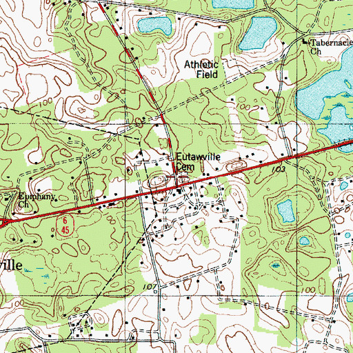 Topographic Map of Eutawville Cemetery, SC