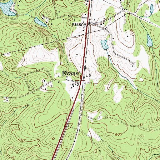 Topographic Map of Evans, SC