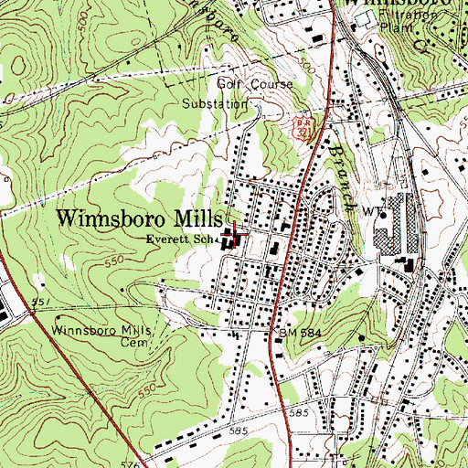 Topographic Map of Everett School, SC
