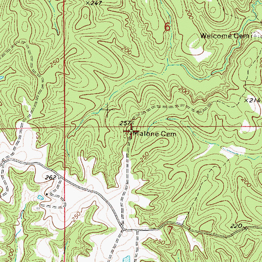 Topographic Map of Malone Cemetery, AL