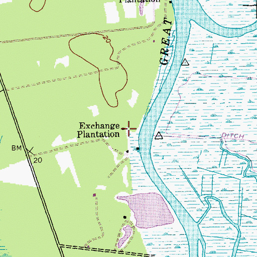 Topographic Map of Exchange Plantation, SC